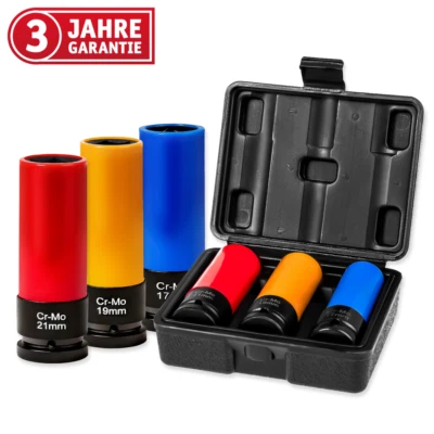 WALTER Schoneinsätze für Alufelgen | Schlagschrauber Nüsse 17 19 21 mm  Nuss Set - Bild 1 von 4