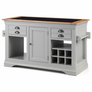 Alberta grey painted furniture large granite top kitchen island unit worktop