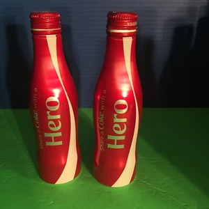 2015 COCA -  COLA SHARE A COKE WITH A HERO 8.5 OZ ALUMINUM Empty bottles - Picture 1 of 7