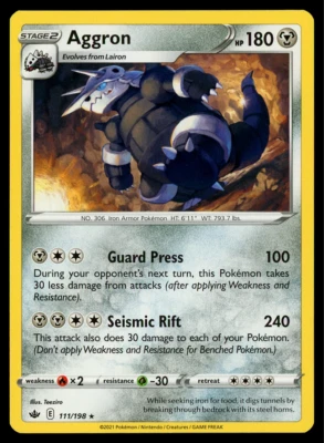 Pokemon Card Chilling Reign Aggron 111/198 Non-Holo Rare - NM - Image 1 of 2