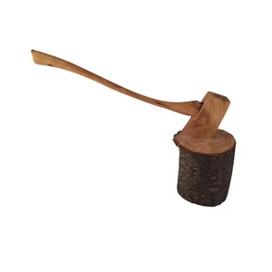 Dollhouse Hand Made Wooden 5" Ax in Stump Lumberjack Miniature - Picture 1 of 9