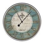 18" Vintage Teal Fleur de Lis Parisian Wall Clock