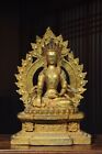 13.8" Antique Tibetan Buddhism temple Bronze gilt White Tara Bodhisattva statue