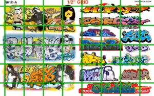 NH111 1/2 Set N SCALE MODERN URBAN LG GRAFFITI STAR WARS WALL TAGS BOXCAR MIX - Picture 1 of 3