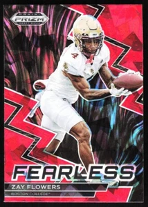 2023 Prizm Draft Red Cracked Ice Fearless Zay Flowers Rookie Baltimore Ravens - Picture 1 of 2