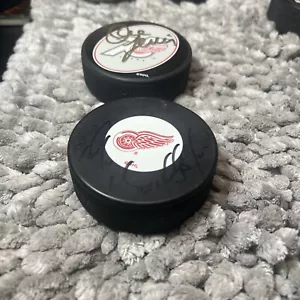 Detroit Red Wings Dave Lewis & Mike Krushelnyski Signed Puck - Picture 1 of 4