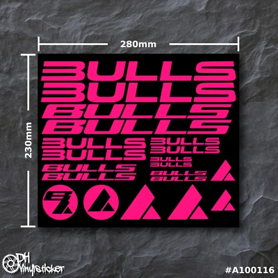 Bulls Sticker Neonrot | Aufklebersatz Set Fahrrad eBike BMX MTB Rahmen - Bild 1 von 4