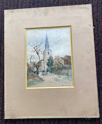 AQUARELLE VILLAGE NORMAND SIGNEE SIGMUND CAUFFMAN DEBUT XXeme - Photo 1/4