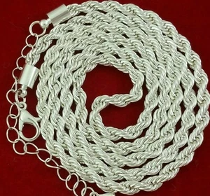 Gedrehte französische Seilkette Halskette Armband 0,925 Sterlingsilber Diamantschliff - Bild 1 von 33