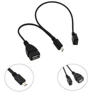 2 In 1 OTG Micro USB Host Power Y Splitter USB Port Terminal Adapter OTG Cable - Zdjęcie 1 z 7