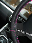 FITS MITSUBISHI SHOGUN 4 06+ LEATHER STEERING WHEEL COVER HOT PINK DOUBLE STITCH