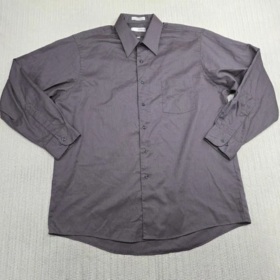 Camisa John Henry Para Hombre 17 34/35 Gris Piqué Manga Larga Vestido Botón Bolsillo Frontal Foto 1 de 4