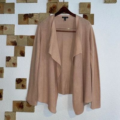 Eileen Fisher Cardigan Blazer Womens Medium Pink Organic Linen Open Front Career - Image 1 of 4