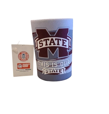 密西西比州立斗牛犬 2 包罐架冷藏箱 Coozie Koozie 带底部 — 第 1/2 张图片