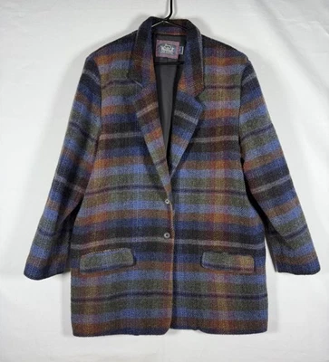 VTG Woolrich Plaid Jacket Womens 14 Mohair Wool Blazer Multicolor Coat Made USA - Image 1 of 4