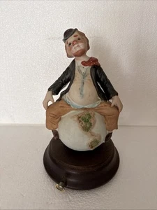 Albert Price Music Box Porcelain Clown Sitting on top of the World 1980 Repair - Bild 1 von 12