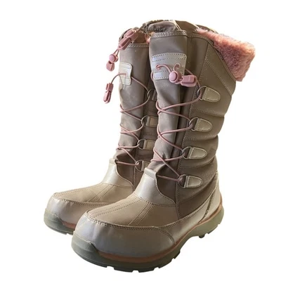 Lands'End Waterproof Insulated Winter Boots Size 6 Faux Fur Trim Lace-Up Closure - Image 1 of 4