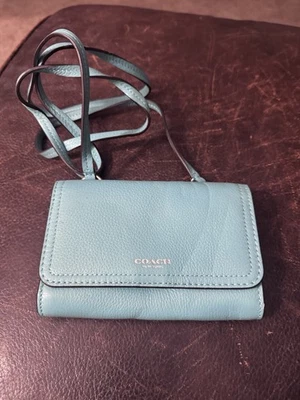 coach Blue Clutch Wallet With Neck Strap - Image 1 of 4
