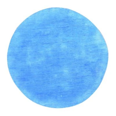 6'1"x6'1" Blue Overdyed Stripe Design Wool Hand Knotted Round Rug G80523 - Image 1 of 4