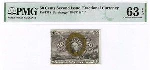 FRACTIONAL 50 CENT FR 1318 SURCHARGES 1-18-63 ~ PMG CHOICE UNCIRCULATED 63 EPQ - Picture 1 of 2