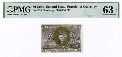 FRACTIONAL 50 CENT FR 1318 SURCHARGES  1-18-63 ~ PMG CHOICE UNCIRCULATED 63 EPQ - Image 1 of 2