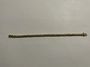 Sterling Silver 925 Gold Plate Diamond Tennis Bracelet 7” Long - Picture 1 of 3