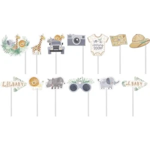 Soft Jungle Hello Baby Photo Props 13 Per Pack 8 1/2" x 14" Jungle Baby Shower - Picture 1 of 1