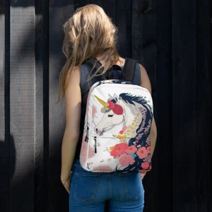 Backpack With Original Ukiyo-e Unicorn Design - Picture 1 of 13