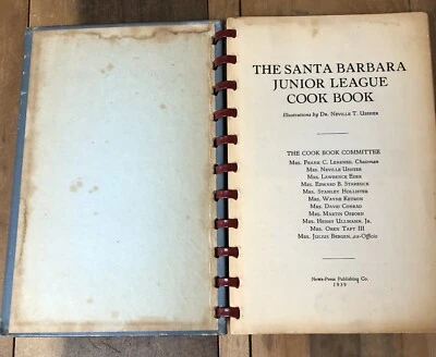 Santa Barbara Junior League COOKBOOK Vintage 1930s California Cartoon Illustrate - Image 1 of 4