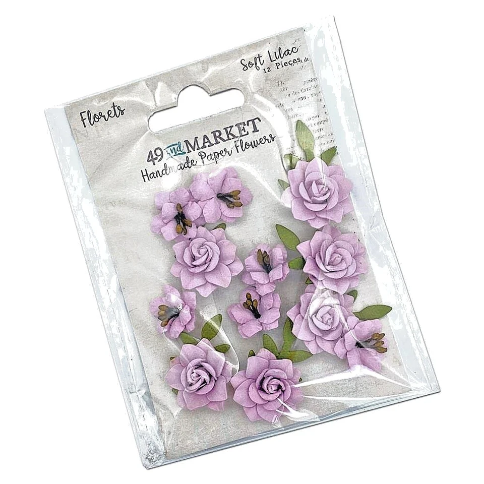 49 y flores de mercado FLORETAS - lila suave - flores de papel hechas a mano 12 piezas 38992 Foto 1 de 1