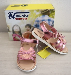 Naturino Express Toddler Girl Sz 10M Rose Pink Metallic PU Leather Gatto Sandals - Picture 1 of 11