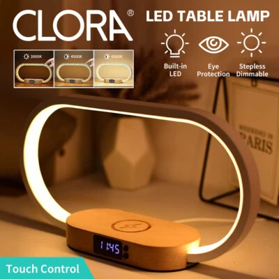 CLORA LED Desk Table Lamp Touch Dimmable Night Light Wireless Charger USB Ports - image 1 of 4