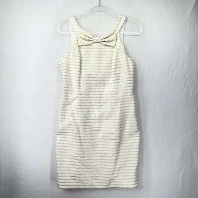 Lilly Pulitzer Henley 有线 Organza 金色条纹及膝连衣裙 8 码 — 第 1/4 张图片