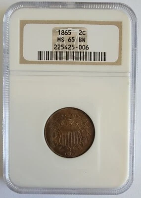 1865 NGC MS65BN Shield Two Cent Piece - Image 1 of 4