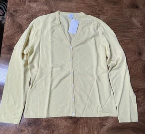 Stunning TSE Cashmere Yellow Cardigan sz L- NWT- WOW! - Picture 1 of 4