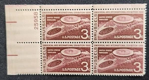 US Scott 1104 - Brussels Exhibition - MNH - 1958 Issue - Plate Block of 4 - Picture 1 of 1