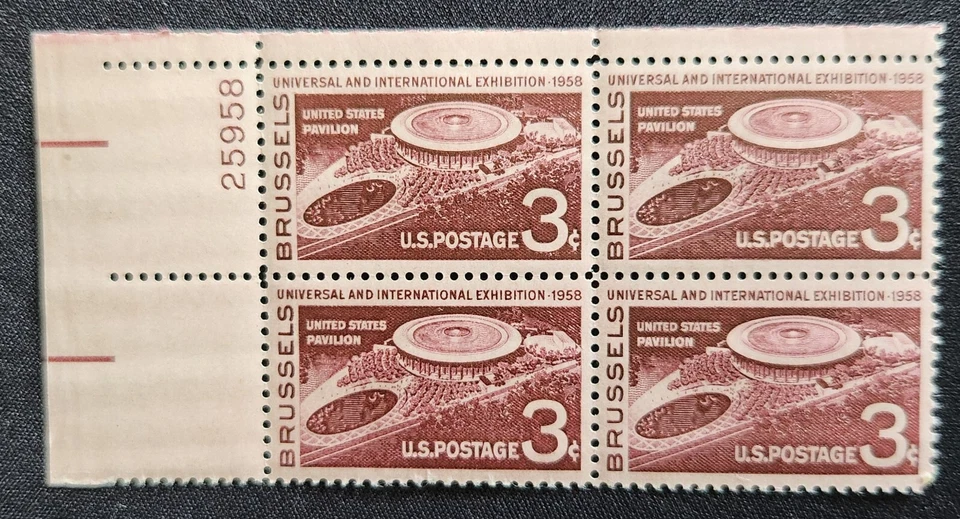 US Scott 1104 - Brussels Exhibition - MNH - 1958 Issue - Plate Block of 4 - Image 1 of 1