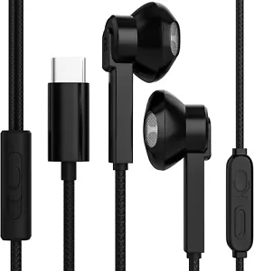 USB Type C Earphones Headphones with Microphone, Volume Control, in-Ear Earbuds - Picture 1 of 5