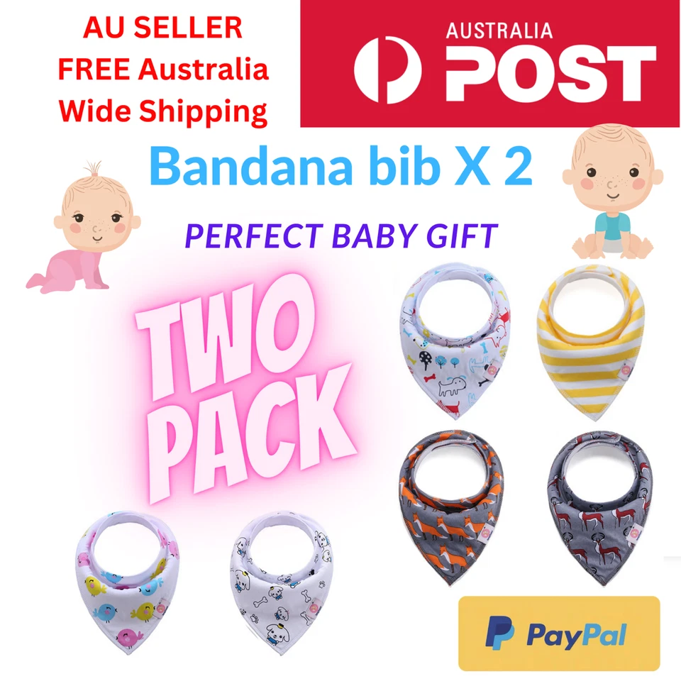 2pcs Baby Bib Set 100% Organic Cotton Boy Girl Triangle Bandana Drooling - image 1 of 4