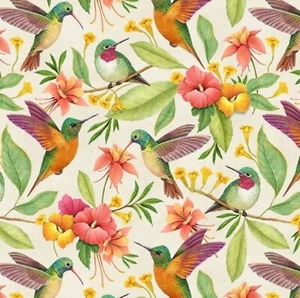Paradise: Hummingbirds and Topical Floral- Timeless Treasures sold BTY - Picture 1 of 1