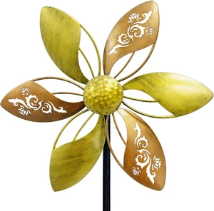 Wind Spinner Pinwheels Yard Garden Art Decoration Kinetic Sculpture Spinner Gold - Picture 1 of 7