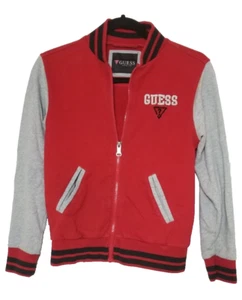 GUESS Boys Youth Varsity Style Jacket Full Zip Red & Gray Size Medium (10/12) - Picture 1 of 4