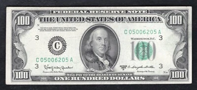 FR. 2161-C 1950-D $100 FEDERAL RESERVE NOTE PHILADELPHIA, PA ABOUT UNCIRCULATED - Image 1 of 2