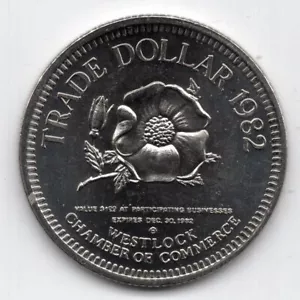 1982 Westlock Alberta Trade Dollar Token Coin Canada - Picture 1 of 2