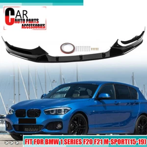 For 15-19 BMW 1Series F20 F21 LCI Gloss Black Front Spoiler Splitter Lip M Sport - Picture 1 of 9