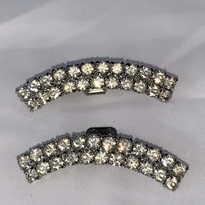 Vintage Prong Set Clear Rhinestone Shoe Clips-Curved & 2 Inches-Great Condition - Image 1 of 4