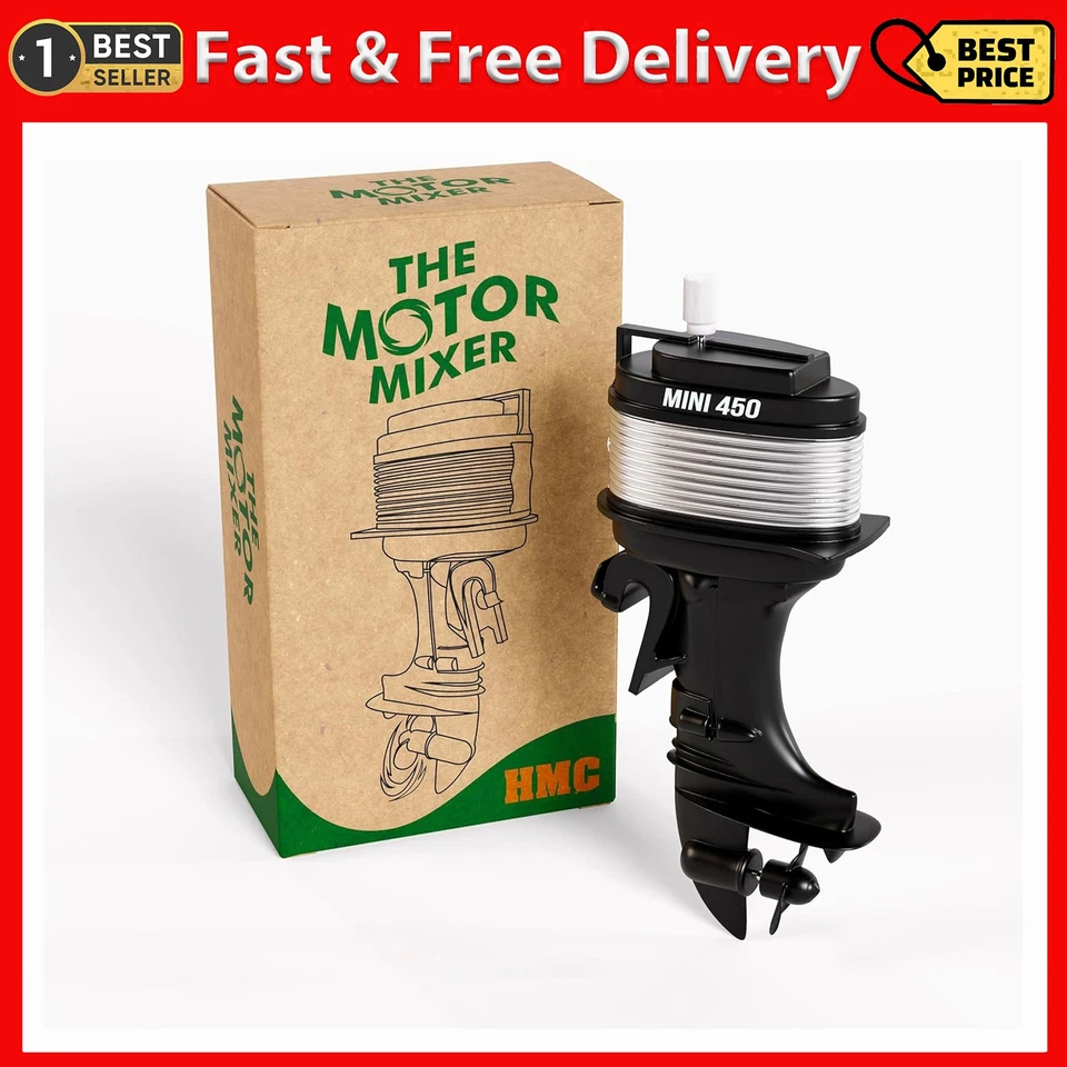 The Motor Mixer by HMC - Novelty Boat Motor Coffee Mixer Wind-Up Outboard Mini