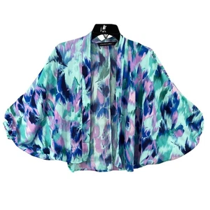 Kimono Colleen Lopez frente abierto estampado abstracto ligero encubrimiento XXS - Imagen 1 de 9