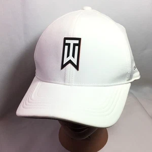 Nike Tiger Woods Fitted Hat M/L White Flex Dri-FIT ADV Club Cap Golf - Picture 1 of 9
