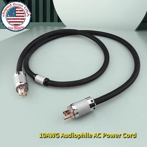 Audiophile Power Cable 10AWG OCC Wire Carbon Fiber Plug HiFi Audio Power Cord  - Picture 1 of 6